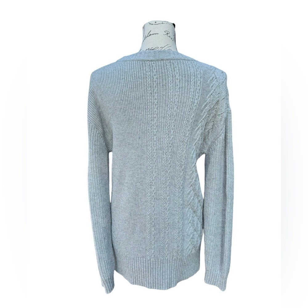 Banana Republic Cable Knit Sweater Gray Tunic Wool Size Medium - Picture 3 of 11
